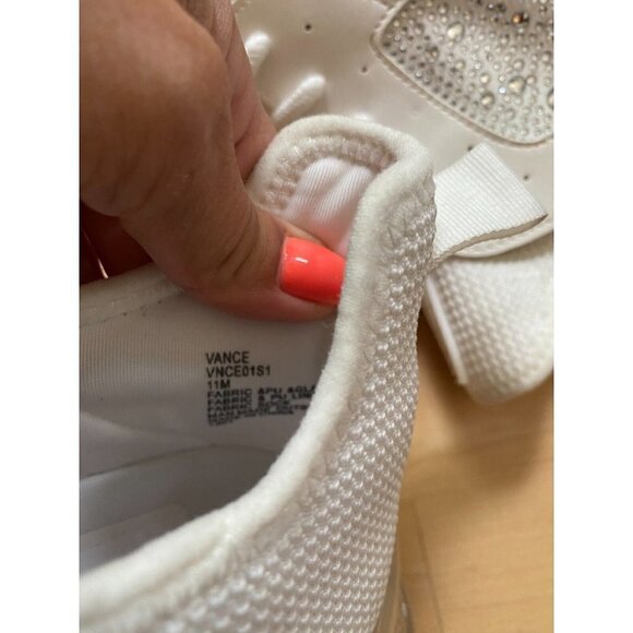 Steve Madden "Vance" white platform Sneaker rhinestone Womens lace up - Picture 8 of 9